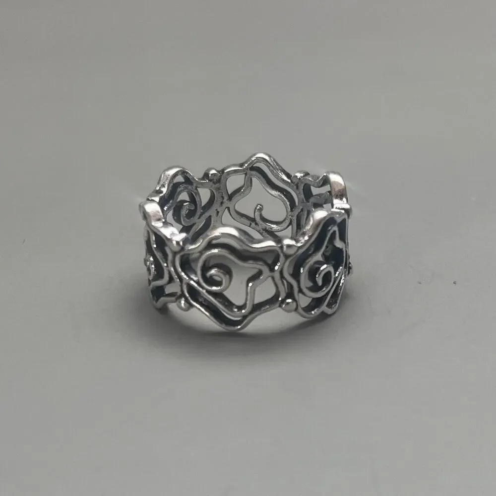 Vintage Silver Wrapped Rose Ring – Size 8, Unisex, Brand New